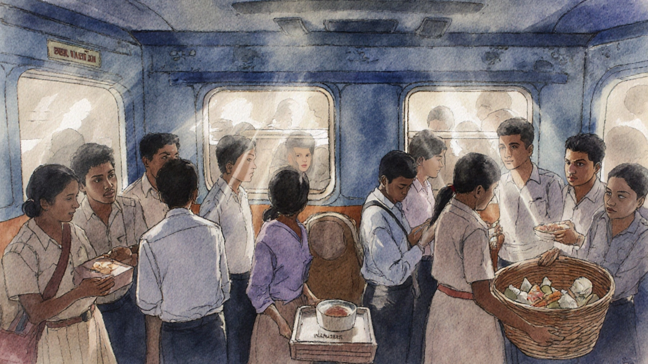 Crowded local train in Mumbai packed with passengers during rush hour.