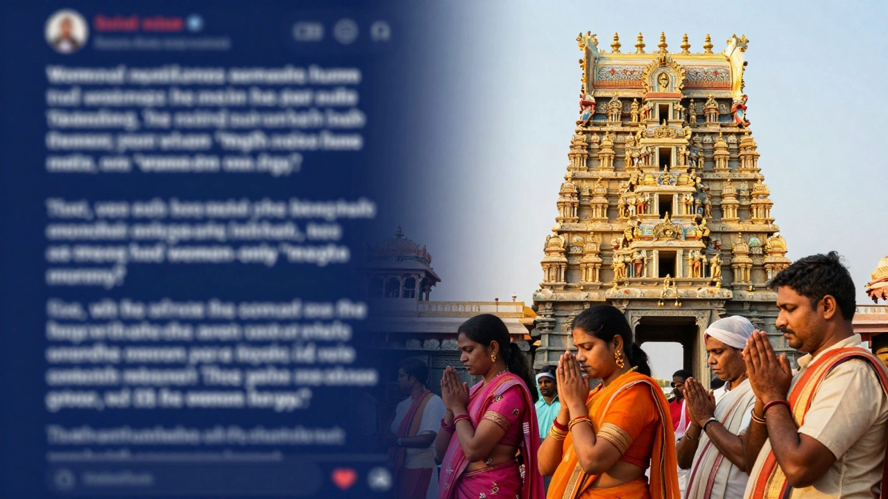 Men and women praying together at Meenakshi Amman Temple, debunking gender myths